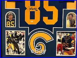 Framed Jack Youngblood Autographed Signed Inscribed L. A. Rams Jersey Jsa Coa