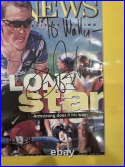 Framed Lance Armstrong Signed VeloNews Magazine Autographed Inscribed To Wally