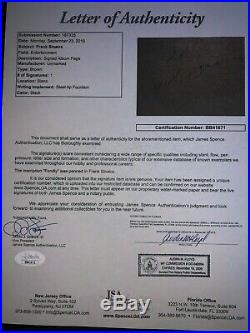 Frank Sinatra signed and inscribed cut JSA LOA d. 1998 Rat Pack Z296