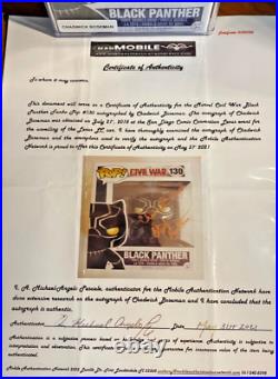 Funko Pop Marvel Civil War BLACK PANTHER CHADWICK BOSEMAN Signed & Inscribed COA