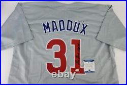 GREG MADDUX Signed Jersey Inscribed HOF 14 Autographed Chicago Cubs (BAS COA)