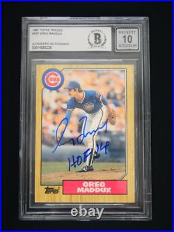 Greg Maddux 1987 Topps Traded #70t Rc Signed Inscribed Hof 14 Bas 10 Auto Cubs