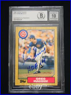 Greg Maddux 1987 Topps Traded #70t Rc Signed Inscribed Hof 14 Bas 10 Auto Cubs