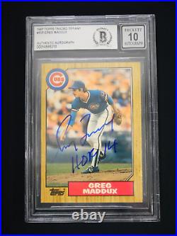 Greg Maddux 1987 Topps Traded Tiffany 70t Rc Signed Inscribed Hof 14 Bas 10 Auto
