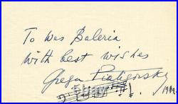 Gregor Piatigorsky Inscribed Autograph Musical Quotation Signed 1949