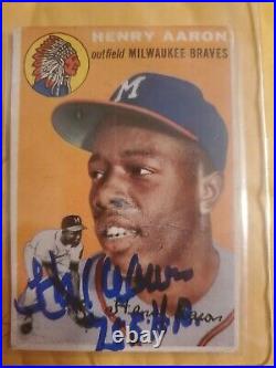 HANK AARON Autographed Signed 1954 TOPPS #128 Rookie Card inscribed 755