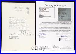 HARRY TRUMAN President Signed Inscribed'54 Federal Reserve Typed Letter JSA LOA