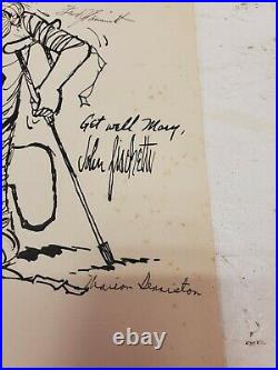 Hand Drawn Signed Inscribed John Fischetti Get Well Card Chicago Daily News (dd)