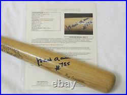 Hank Aaron Signed Autographed #755 Inscribed Baseball Bat With JSA Letter