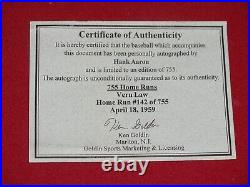 Hank Aaron Signed Baseball Limited Edition #142/755 Inscribed HR King Autograph