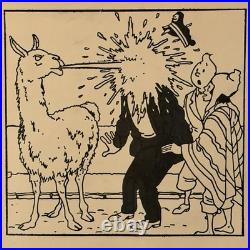 Hergé (George Rémi) Autograph Signed Sketch Temple Du Soleil 1974 Inscribed