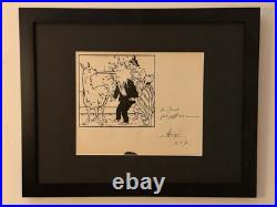 Hergé (George Rémi) Autograph Signed Sketch Temple Du Soleil 1974 Inscribed