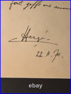 Hergé (George Rémi) Autograph Signed Sketch Temple Du Soleil 1974 Inscribed