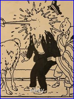 Hergé (George Rémi) Autograph Signed Sketch Temple Du Soleil 1974 Inscribed