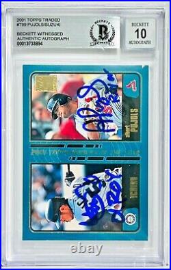 Ichrio Pujols Signed 2001 Topps Traded Inscribed ROY #T99 Beckett Grade 10 AUTO
