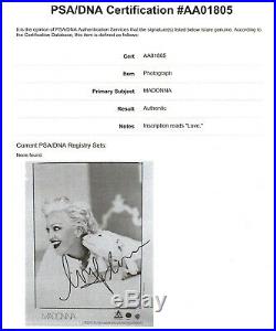 Inscribed MADONNA Signed Autographed RARE 8X10 Photo with PSA/DNA LOA