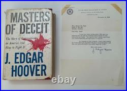 J. EDGAR HOOVER Autograph Signed Book + 1964 FBI Letter MASTERS OF DECEIT