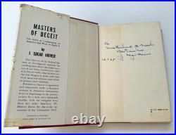 J. EDGAR HOOVER Autograph Signed Book + 1964 FBI Letter MASTERS OF DECEIT