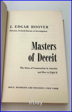 J. EDGAR HOOVER Autograph Signed Book + 1964 FBI Letter MASTERS OF DECEIT