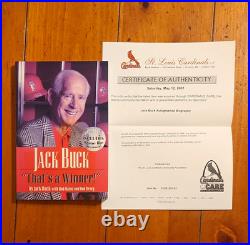 JACK BUCK Signed Book Go Crazy Inscribed St Louis Cardinals Care COA Autograph
