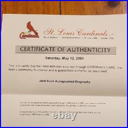JACK BUCK Signed Book Go Crazy Inscribed St Louis Cardinals Care COA Autograph