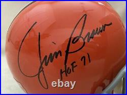 JIM BROWN Autographed Signed Browns Full Size Helmet Inscribed HOF 71 Beckett