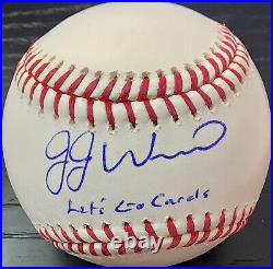 JJ Wetherholt Autographed OMLB Baseball Inscribed Lets Go Cards Beckett COA