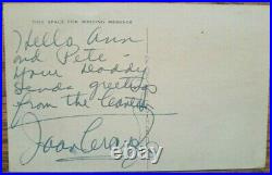 JOAN CRAWFORD Inscribed & Signed 1940'S HOLLYWOOD CANTEEN POSTCARD Rare
