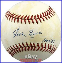 Jack Buck Autographed NL Baseball Inscribed HOF 87 PSA Cardinals Broadcaster