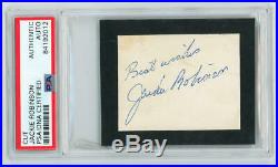 Jackie Robinson Signed Cut Autograph. Inscribed Best Wishes. PSA Authentic