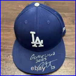 James Outman 2023 GAME USED HAT Dodgers SIGNED worn autograph Inscribed
