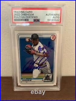 Jazz Chisholm Signed Autographed Inscribed 2020 Bowman Prospects Marlins PSA 12