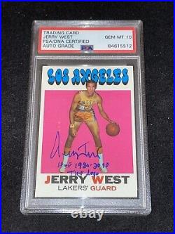 Jerry West Signed 1971 Topps Card PSA Inscribed Auto Grade 10 LA Lakers HOF