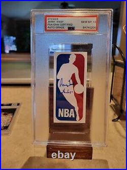Jerry West Signed NBA Logo Sticker Inscribed The Logo PSA 10 Lakers