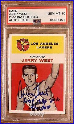 Jerry West Signed/inscribed Hof Laker Retro Rc 1961 Rp Psa 10 Gem-mint Autograph