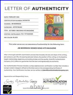 Jim Morrison of Doors signed + inscribed Song Hits magazine cover