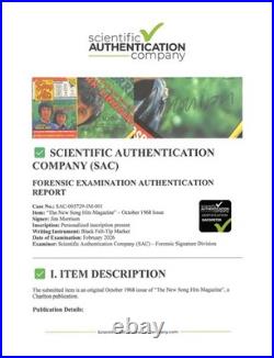 Jim Morrison of Doors signed + inscribed Song Hits magazine cover