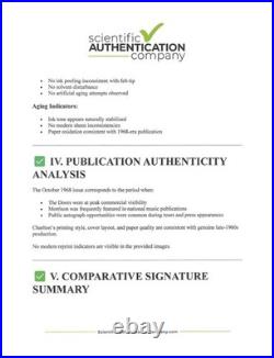 Jim Morrison of Doors signed + inscribed Song Hits magazine cover