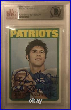 Jim Plunkett Signed 1972 Topps Rookie Card #65 Auto Inscribed? Beckett Authentic