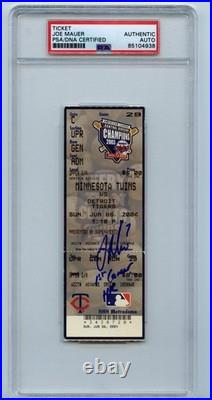Joe Mauer Signed Autograph 1st Career HR Ticket Stub 6/6/04 PSA DNA INSCRIBED