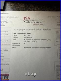 Joe Morgan Signed Baseball Inscribed HOF 90 JSA COA Autograph