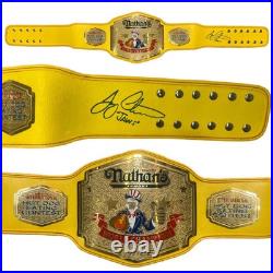 Joey Chestnut autographed inscribed belt Nathan's Hotdog eating contest JSA