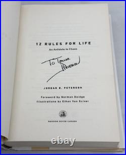 Jordan Peterson SIGNED INSCRIBED 12 Rules for Life Autographed HCDJ 1st Ed