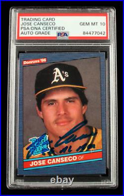 Jose Canseco Signed 1986 Donruss #39 RC Inscribed 86 AL ROY Autograph Graded