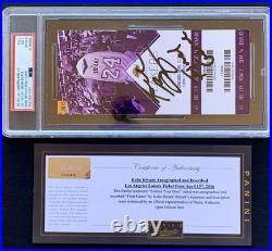 Kobe Bryant Final Game Autographed Signed Inscribed Ticket 4/13/16 Panini PSA