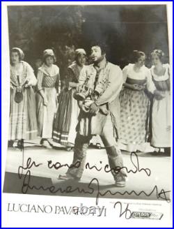 LUCIANO PAVAROTTI INSCRIBED AUTOGRAPHED SIGNED 8x10 B&W PHOTOGRAPH JSA