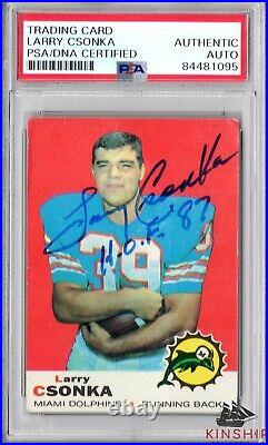 Larry Csonka signed 1969 Topps Rookie Card PSA DNA Inscribed HOF Auto RC C820