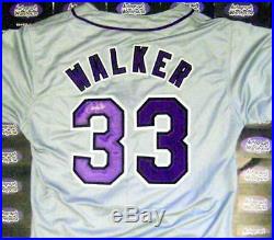 Larry Walker autographed baseball Jersey (Col Rockies) Grey inscribed 97 NL MVP