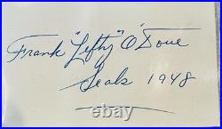 Lefty O'Doul Yankees HOF Signed & Inscribed 1948 Autograph Beckett Died 1969