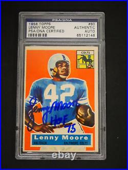 Lenny Moore 1956 Topps #60 Signed & Inscribed Hof 75 Psa Authentic Auto Colts